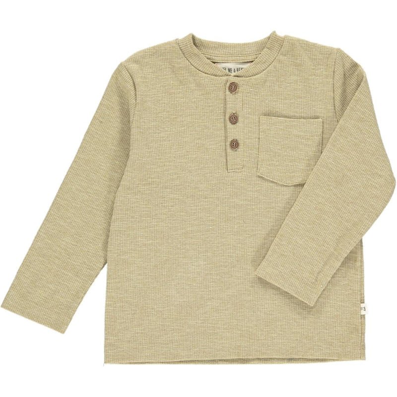 Beige Ribbed Henley