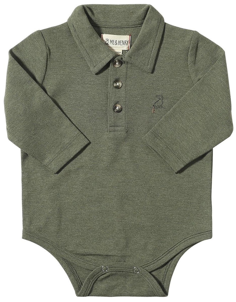 Sage Pique Polo Bodysuit