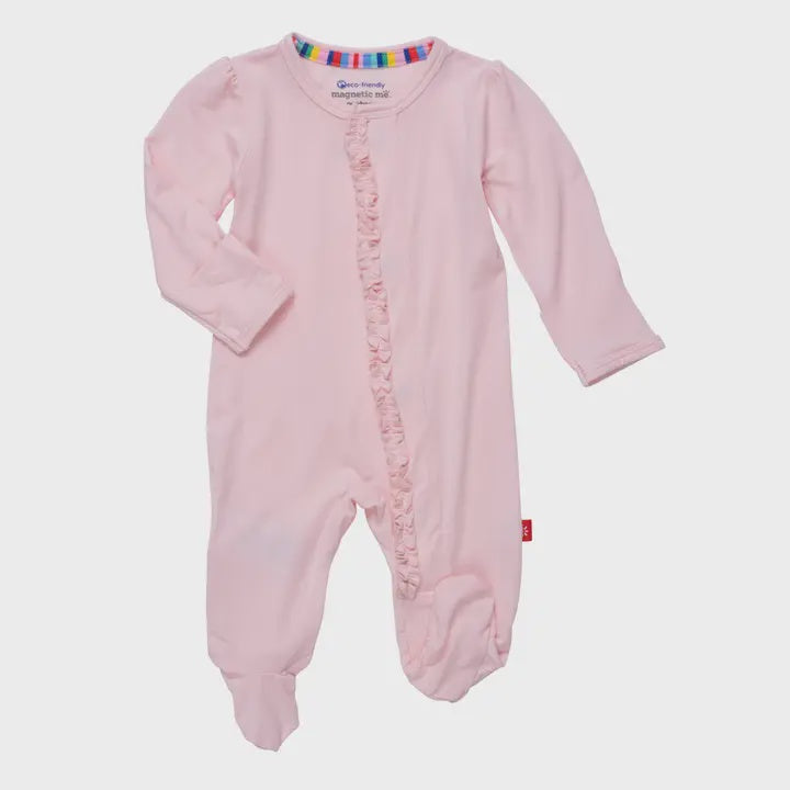 Pink Ruffle Modal Footie