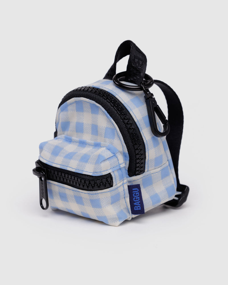 Blue Gingham Backpack Charm