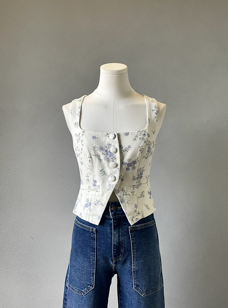 Blue Floral Vest