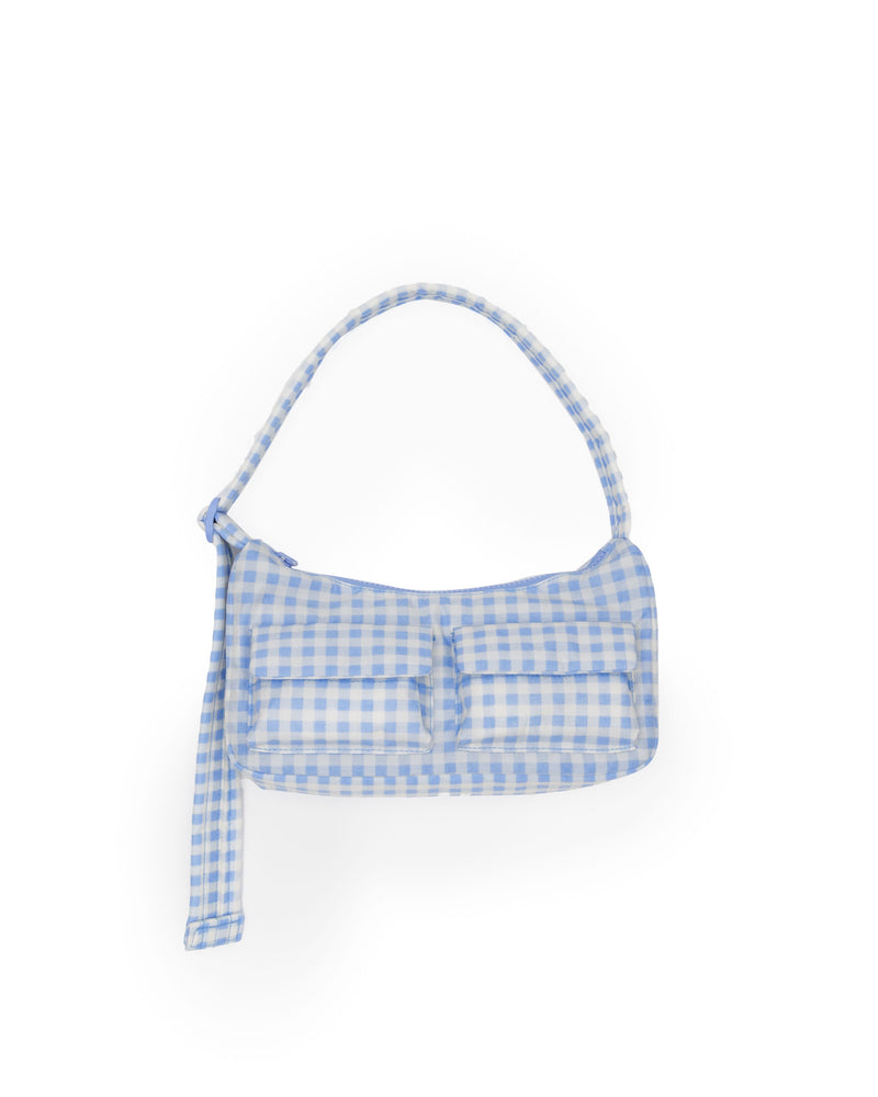 Blue Gingham Cargo Shoulder Bag
