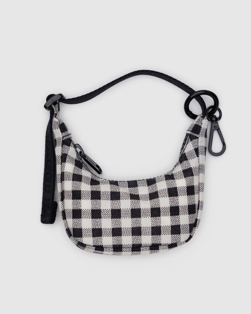 B&W Gingham Crescent Bag Charm
