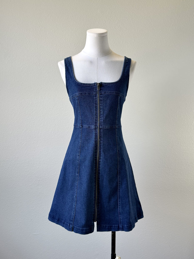 Dark Denim Zip Up Dress