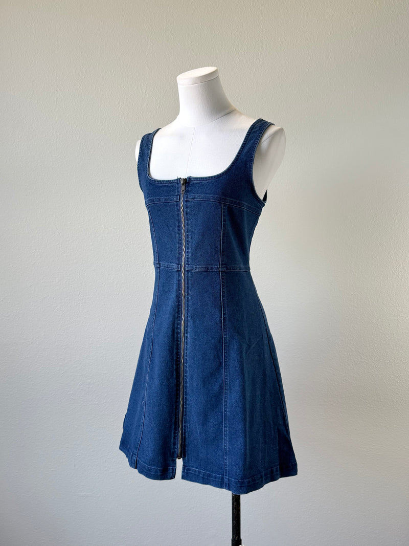 Dark Denim Zip Up Dress