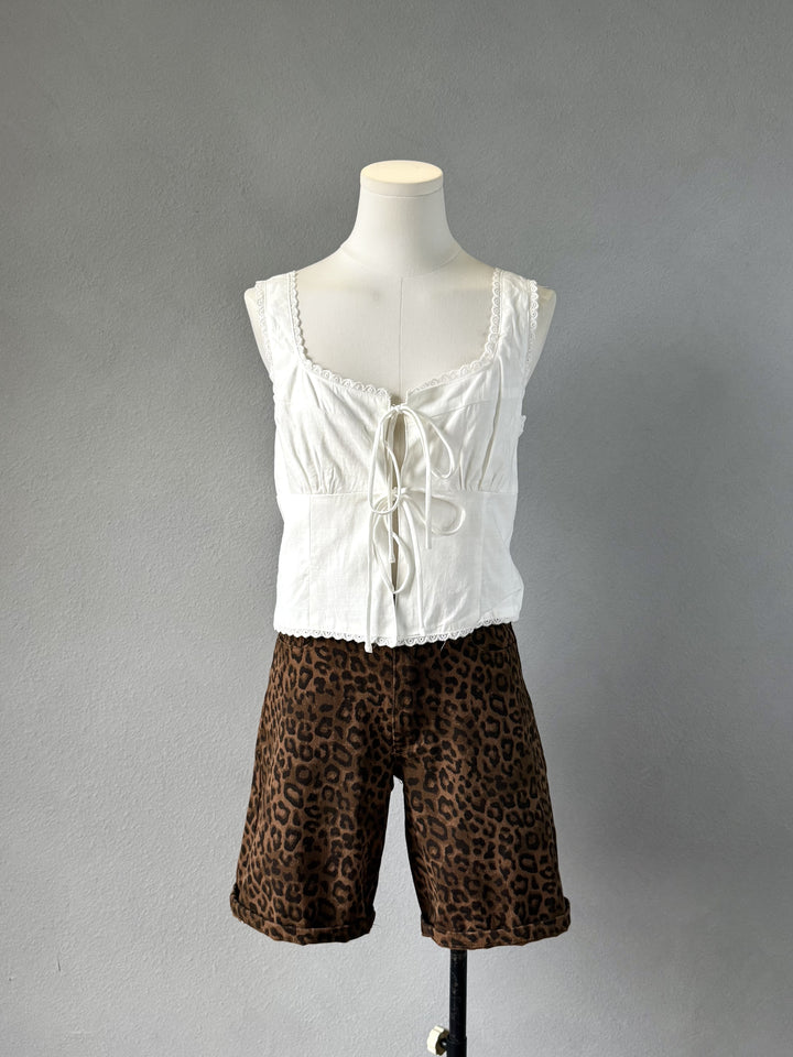 Denim Leopard Shorts
