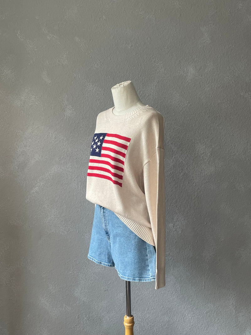 Embroidered Flag Sweater