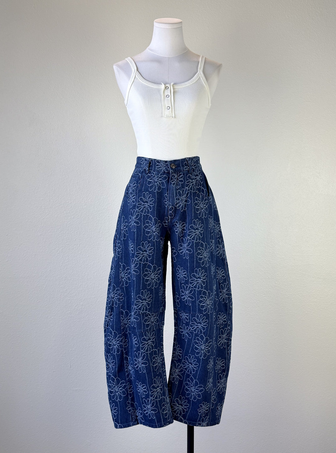 Floral Barrel Jean