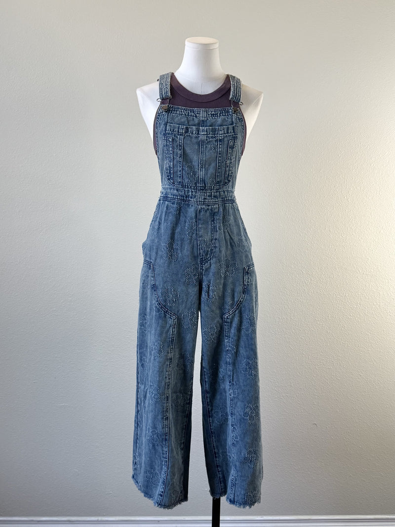 Floral Stitched Overalls