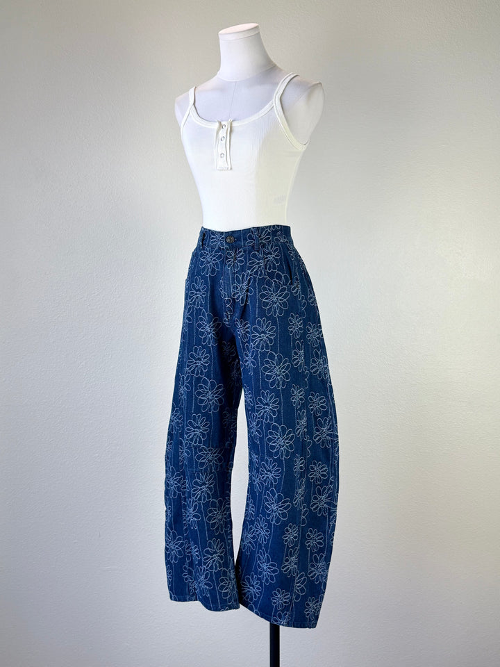 Floral Barrel Jean