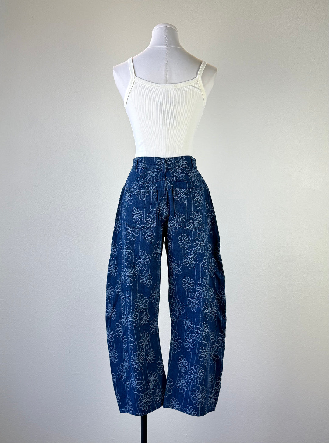 Floral Barrel Jean