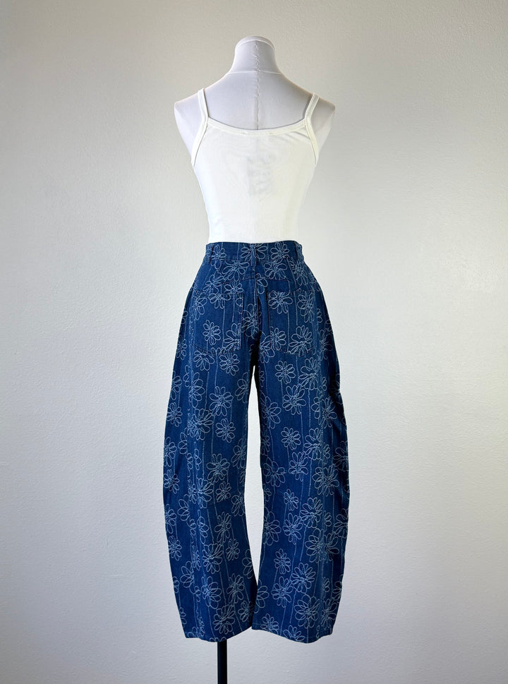 Floral Barrel Jean