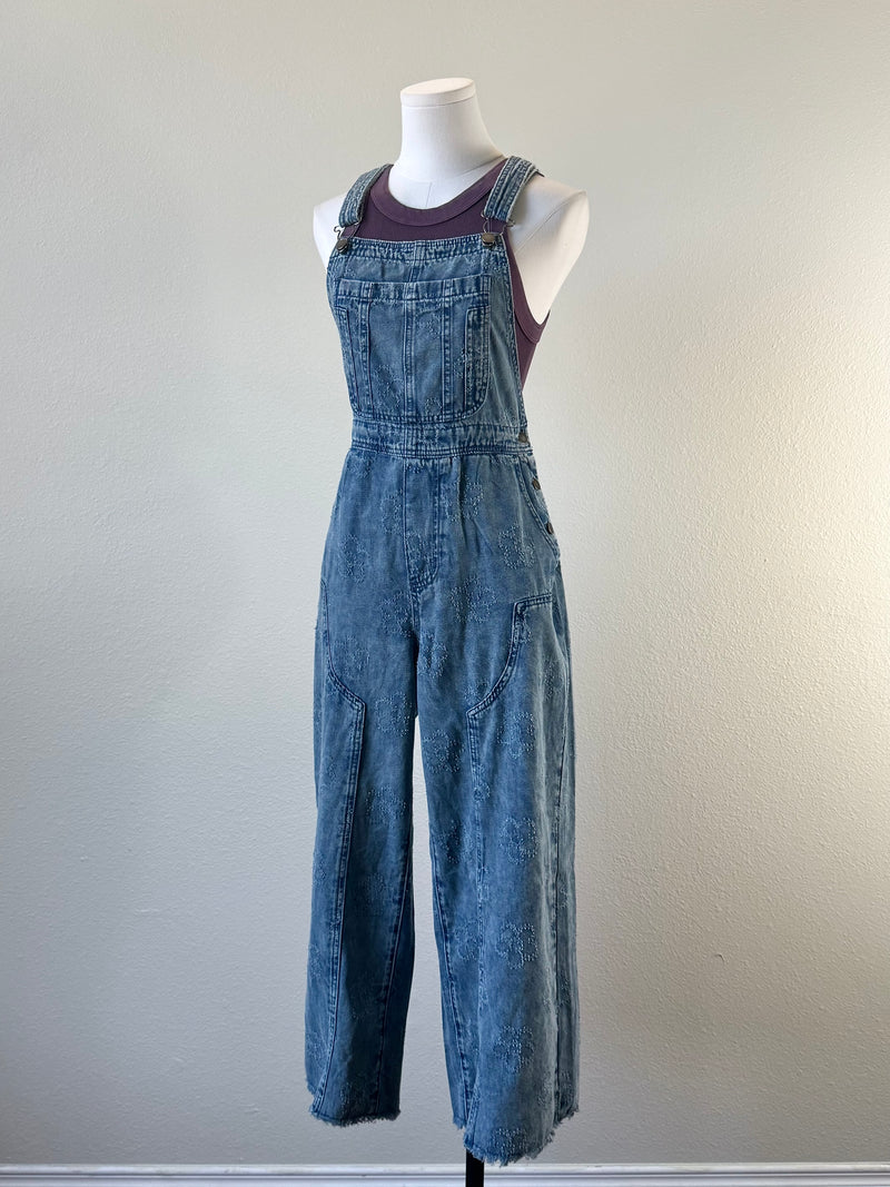 Floral Stitched Overalls