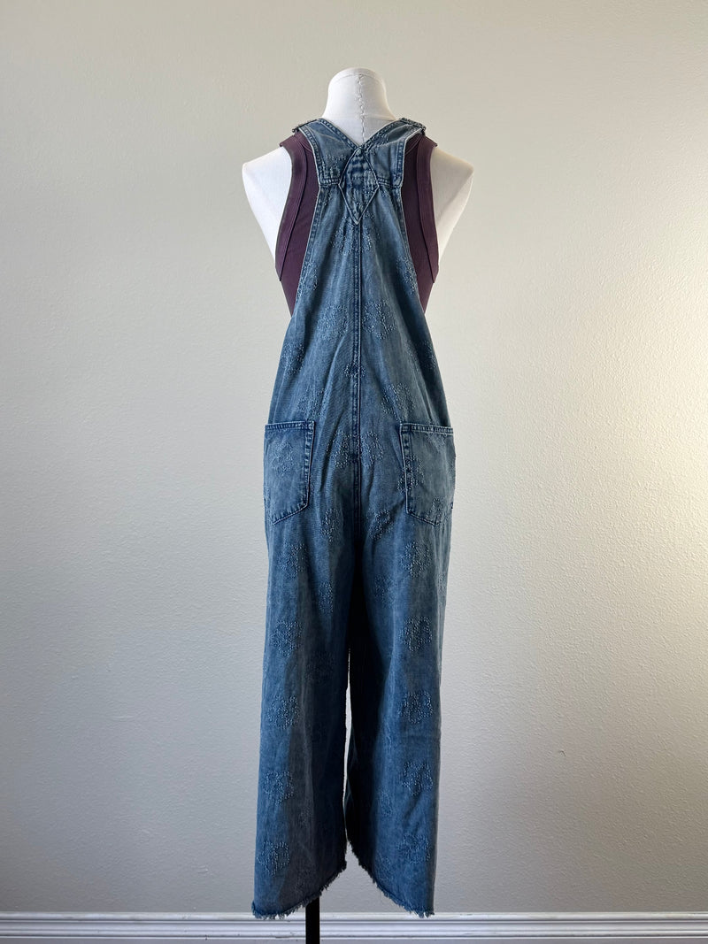 Floral Stitched Overalls