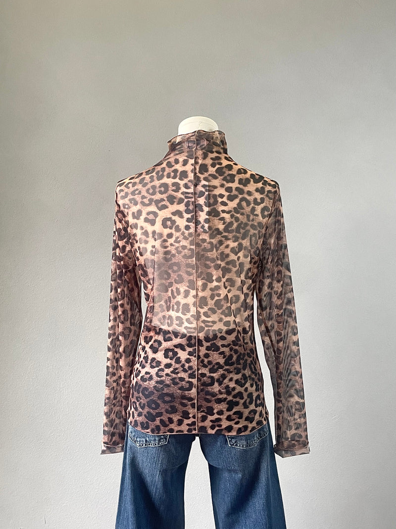 Leopard Mesh Top