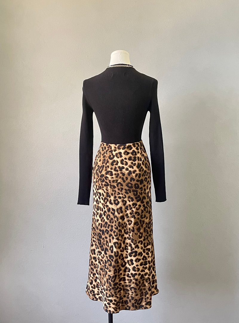 Leopard Satin Skirt