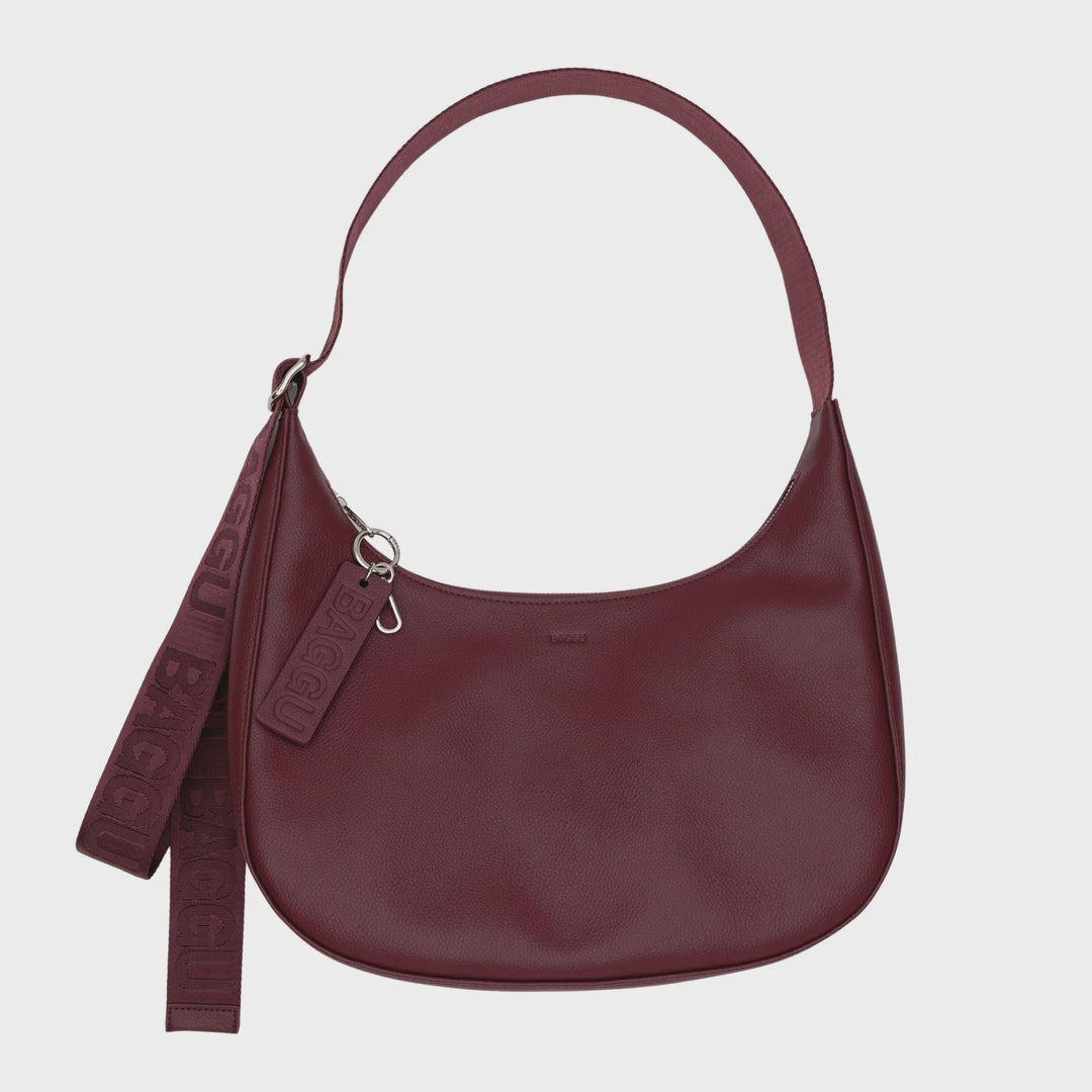 Mahogany Small Leather Crescent Bag