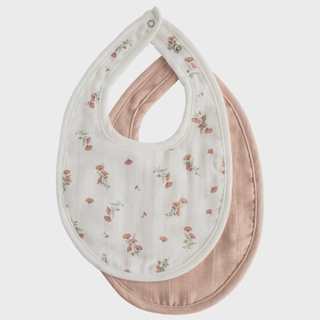 Blush/Floral Muslin Bib Set