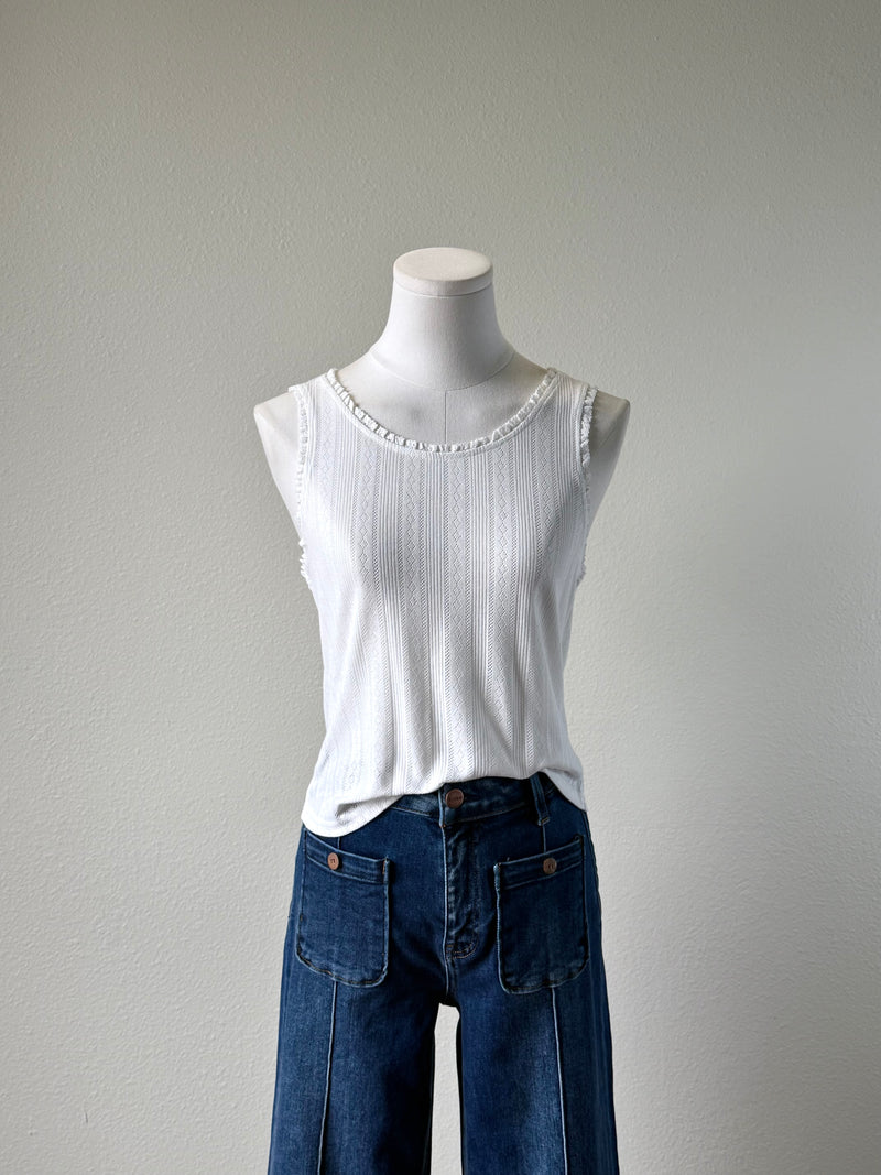 Pointelle Ruffle Tank