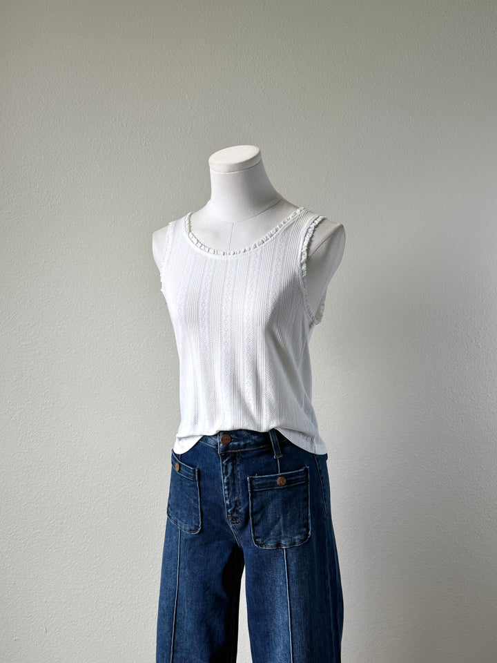 Pointelle Ruffle Tank