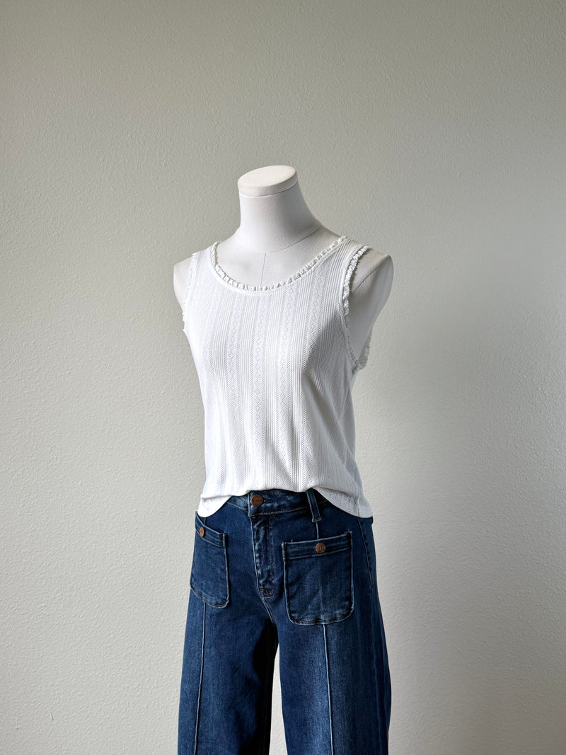 Pointelle Ruffle Tank