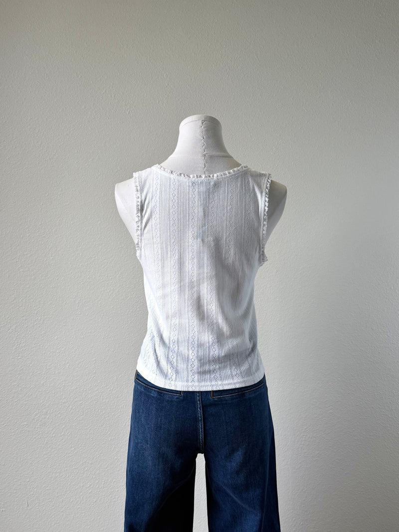 Pointelle Ruffle Tank