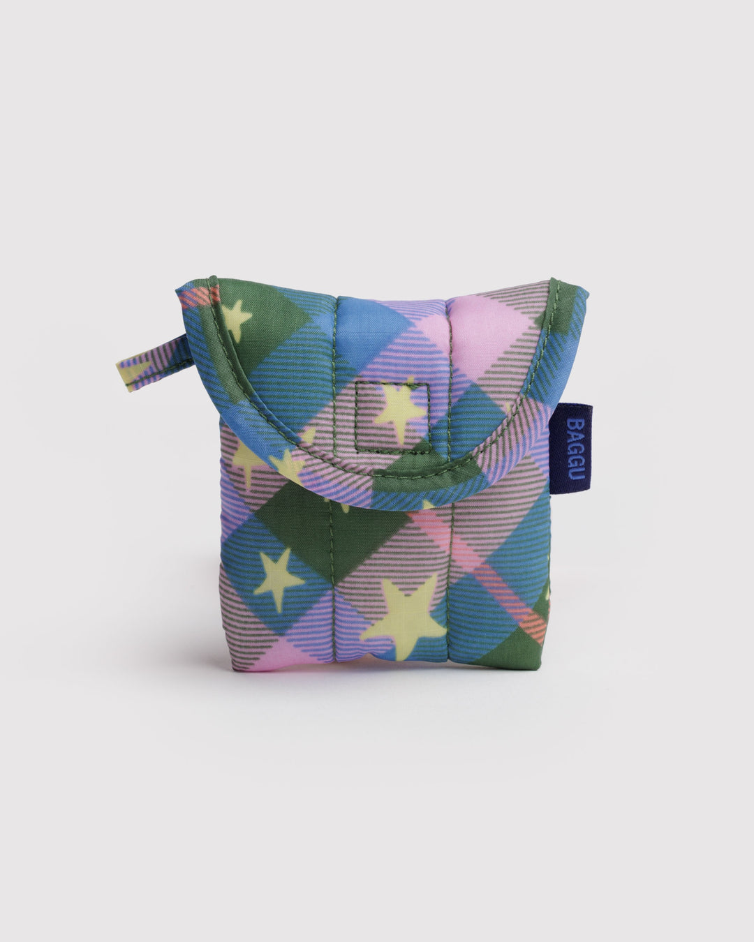 Green Star Plaid Ear Bud Case