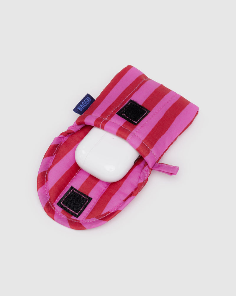 Pink & Red Stripe Ear Bud Case