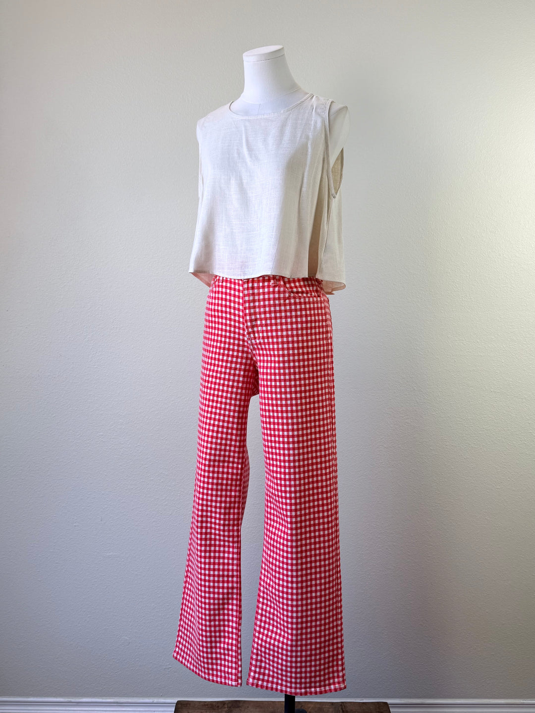 Red Gingham Straight Leg