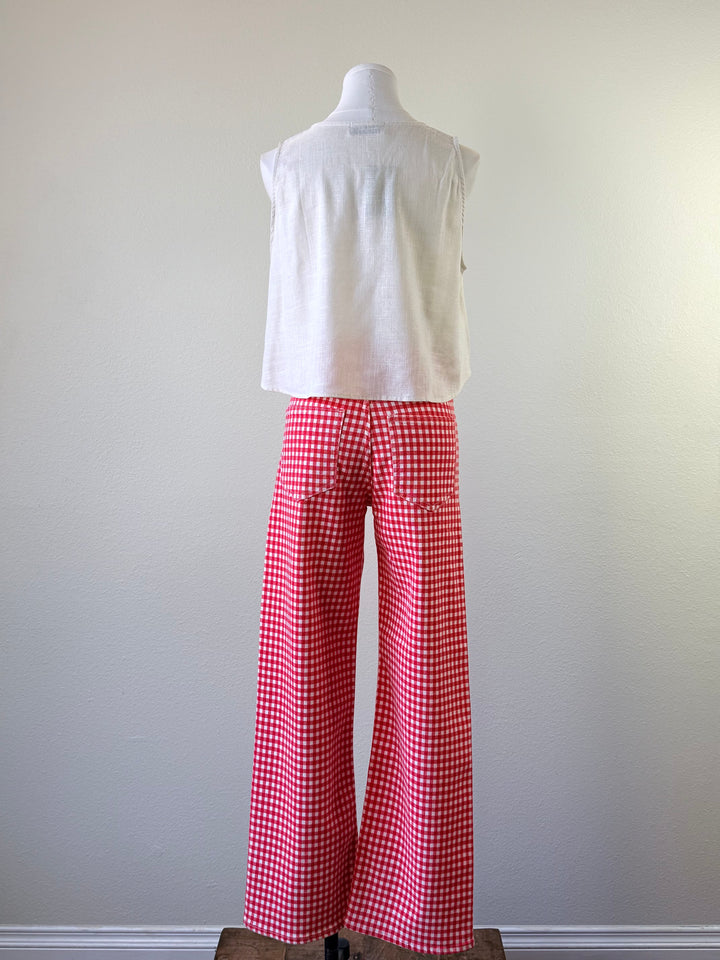 Red Gingham Straight Leg