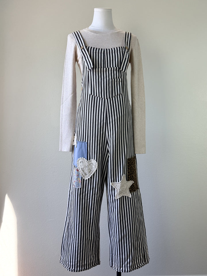 Striped Patch Overalls