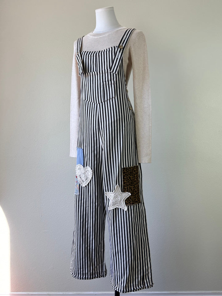 Striped Patch Overalls