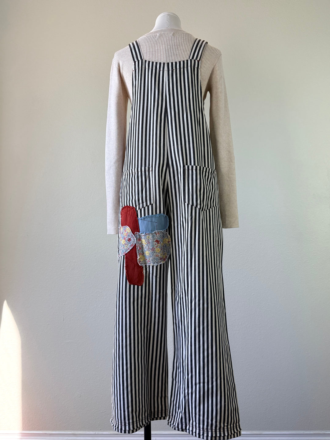 Striped Patch Overalls