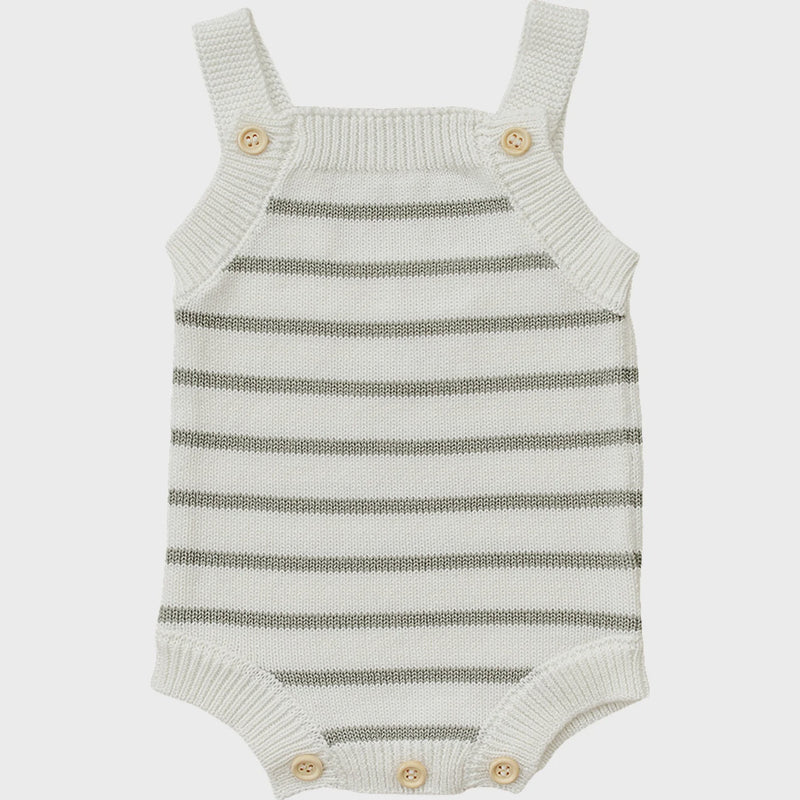 Sage Stripe Knit Romper