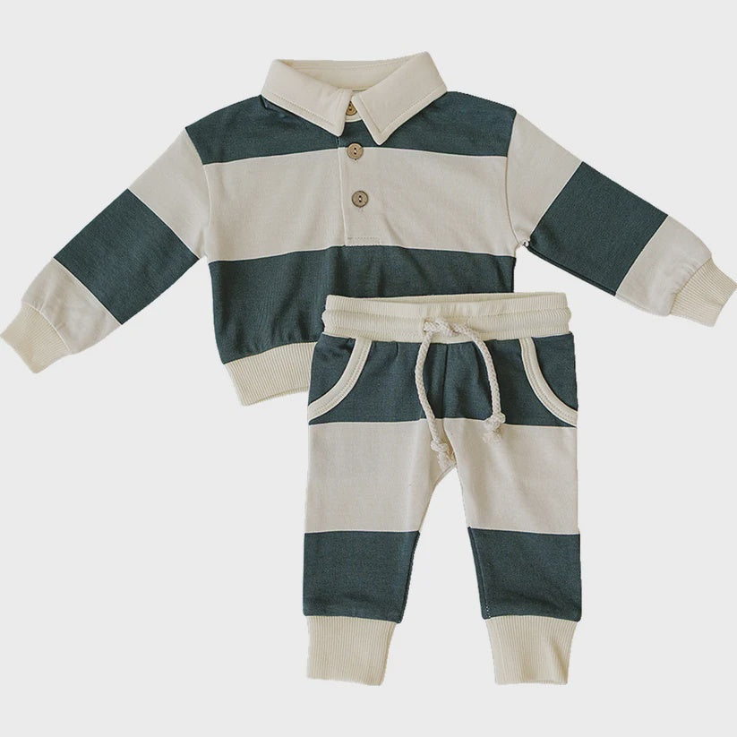 Green Stripe  French Terry Set