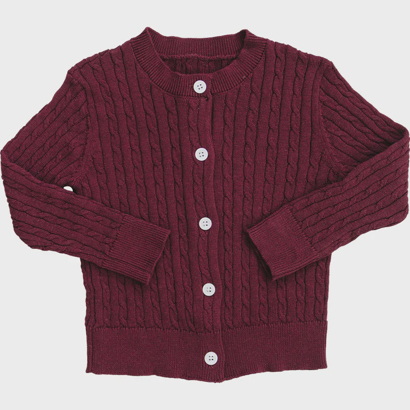 Burgundy Cable Knit Cardigan