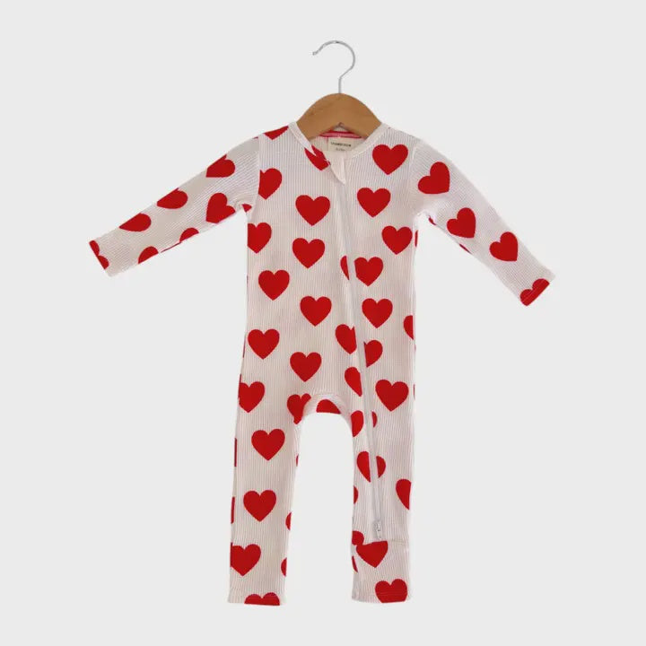 Organic Heart Waffle Romper