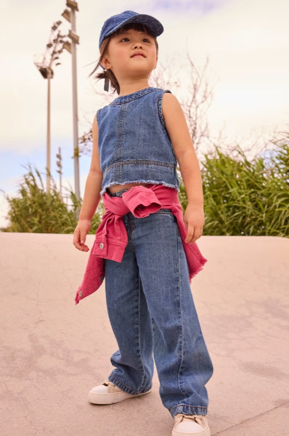 Girls Dark Wide Leg Jeans