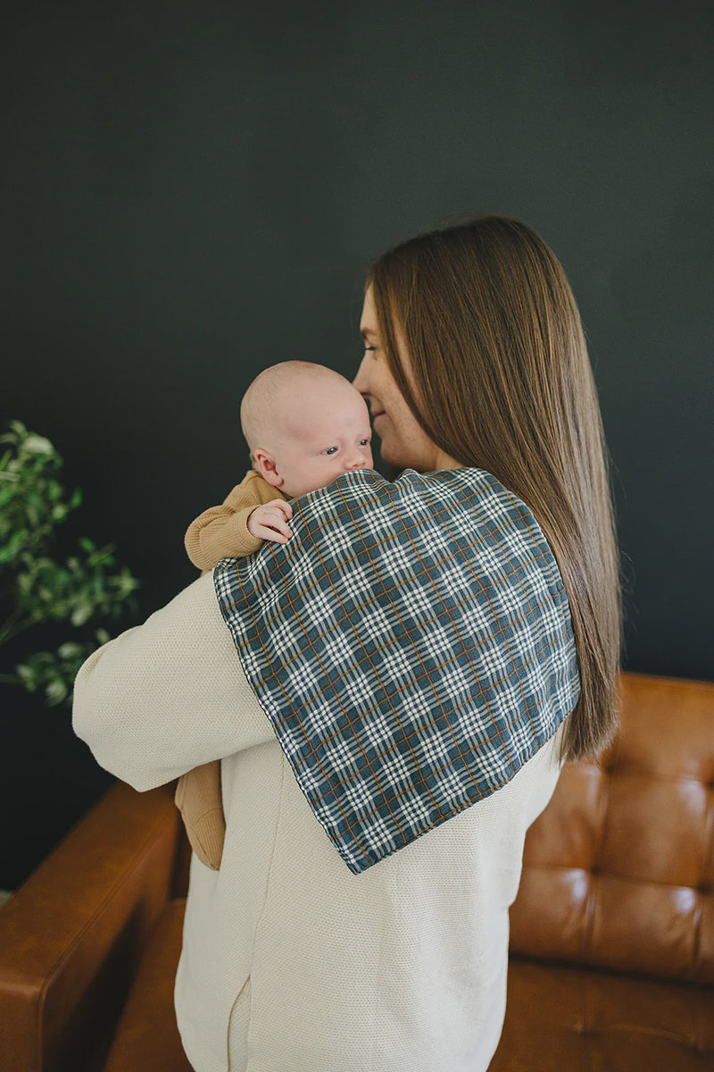 Navy Plaid Burp Cloth