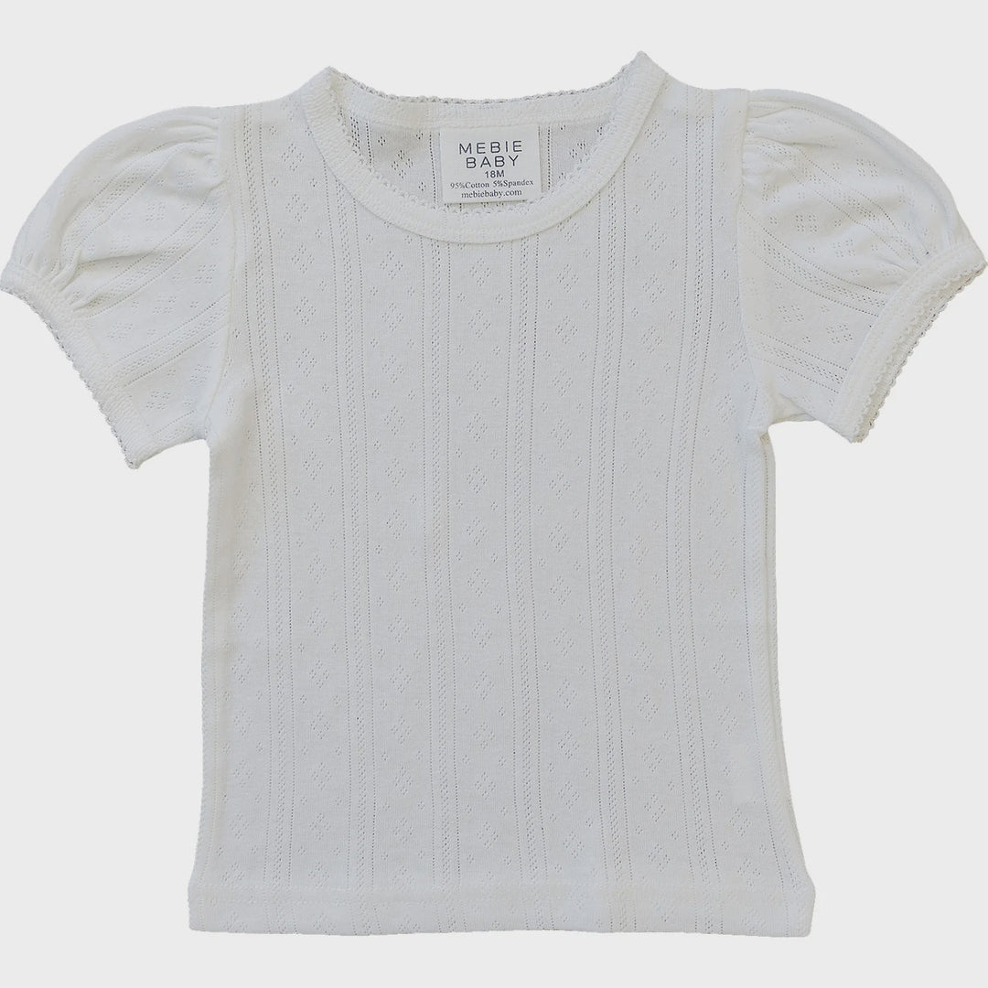 White Pointelle Tee