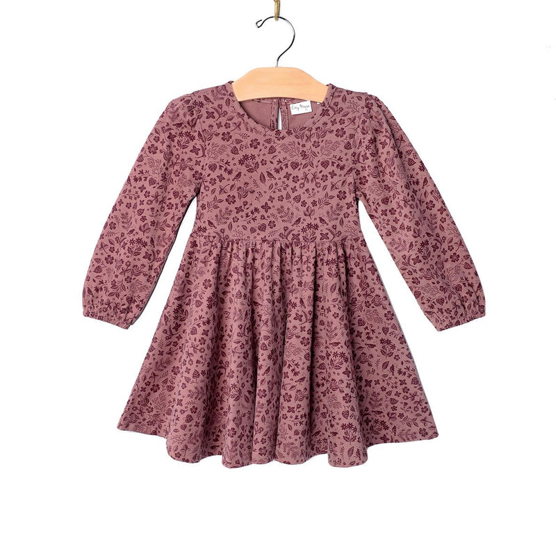 Plum Birds Twirl Dress