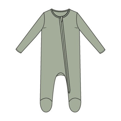 Ribbed Desert Sage 2 Way Zipper Footie