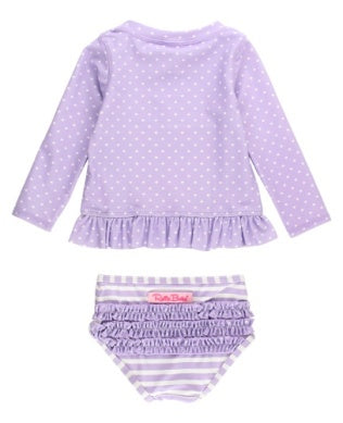 Lavender Heart L/S 2 pc Swimsuit