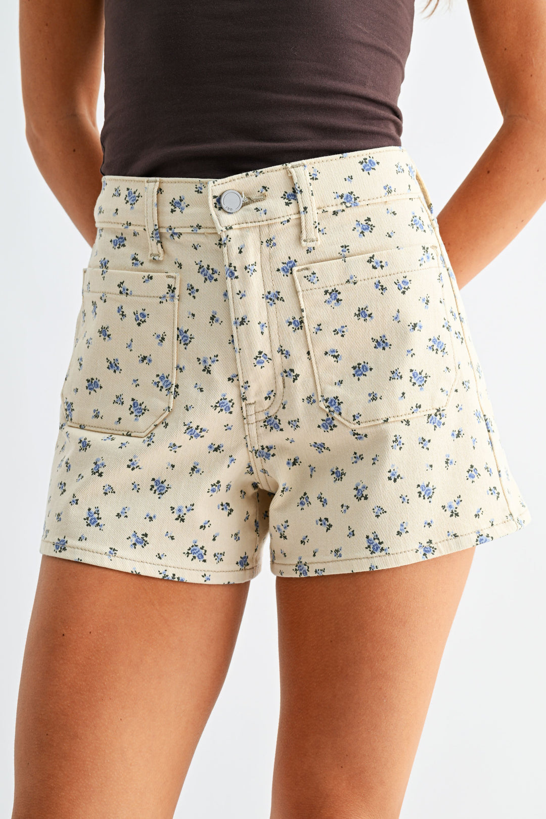 Flowers Patch Pocket Shorts