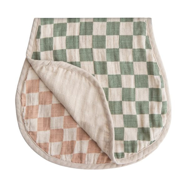 Olive/Natural Check Burp Cloth Set