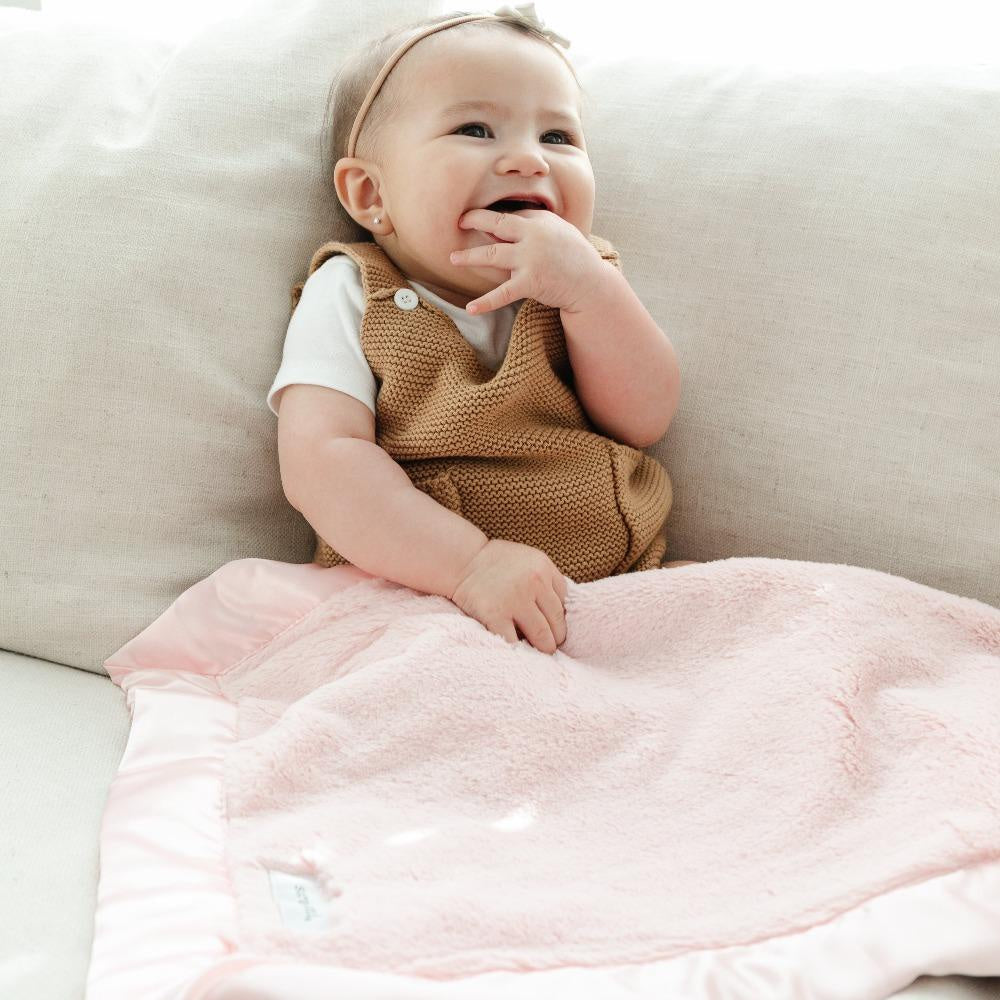 Light Pink Lush Satin Border Mini Blanket